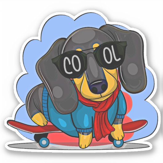 Cool Dog Skateboarder 4-inch Kiss Cut Vinyl Sticke Sticker (Voorkant)