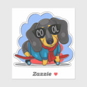 Cool Dog Skateboarder 4-inch Kiss Cut Vinyl Sticke Sticker (Vel)