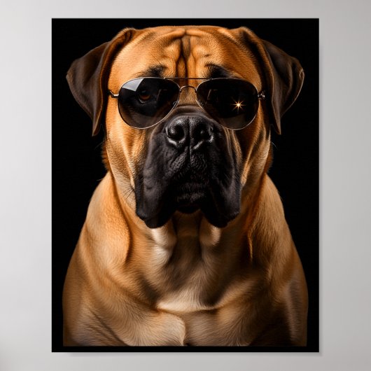 Cool Dog Sungles Bullmastiff Funny Look  Poster (Voorkant)