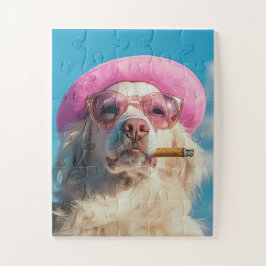 Cool Dog with Pink Hat Puzzle Legpuzzel
