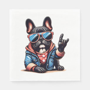 Cool Dogzz een coole Franse bulldog met zonnebril  Servet