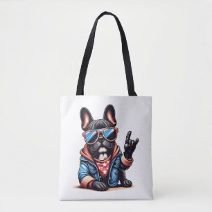 Cool Dogzz een coole Franse bulldog met zonnebril  Tote Bag