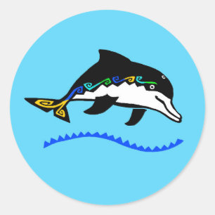 Cool DOLPHIN - Originele afbeelding - Ocean wildli Ronde Sticker