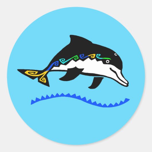 Cool DOLPHIN - Originele afbeelding - Ocean wildli Ronde Sticker (Voorkant)