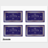 Cool Donkerblauw Product Label Goud Lijst met Logo (Vel)