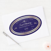 Cool Donkerblauw Product Label Goud Lijst met Logo (Envelop)