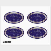 Cool Donkerblauw Product Label Goud Lijst met Logo (Vel)