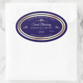Cool Donkerblauw Product Label Goud Lijst met Logo (Tas)