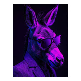 Cool Donkey with Sunglasses and Neon Suit Urban Perfect Poster