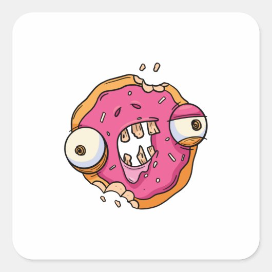 Cool Donut Zombie Vierkante Sticker (Voorkant)