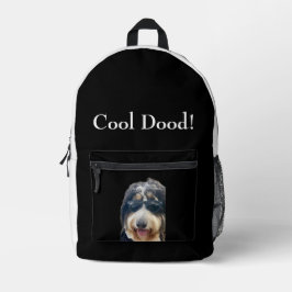 "Cool Dood!" Cute Dog Wearing Sunglasses Backpack Bedrukte Rugzak