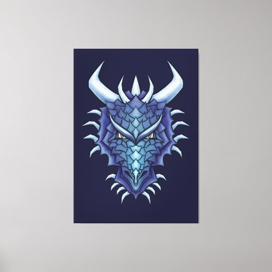Cool Dragon Art - Paarse Blue Magical Dragon Head Canvas Afdruk (Voorkant)
