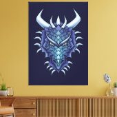 Cool Dragon Art - Paarse Blue Magical Dragon Head Canvas Afdruk (Insitu (Woonkamer))