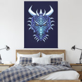 Cool Dragon Art - Paarse Blue Magical Dragon Head Canvas Afdruk (Insitu (Slaapkamer))