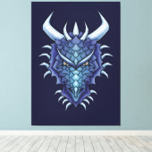 Cool Dragon Art - Paarse Blue Magical Dragon Head Canvas Afdruk (Insitu (Houten vloer))