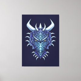 Cool Dragon Art - Paarse Blue Magical Dragon Head Canvas Afdruk