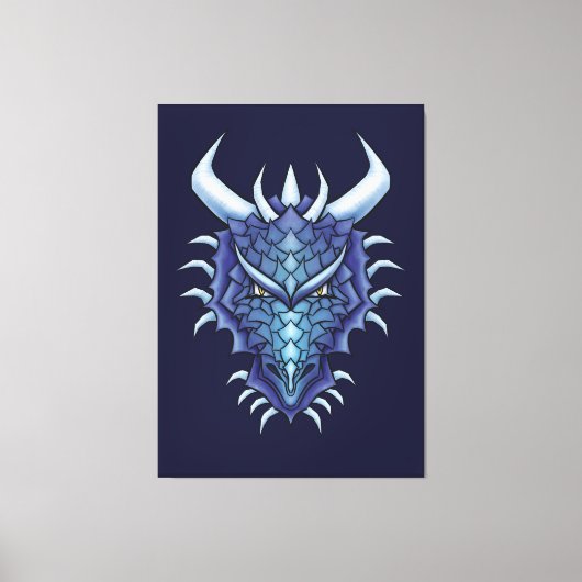 Cool Dragon Art - Paarse Blue Magical Dragon Head Canvas Afdruk (Voorkant)