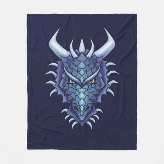 Cool Dragon Art - Paarse Blue Magical Dragon Head Fleece Deken (Voorkant)
