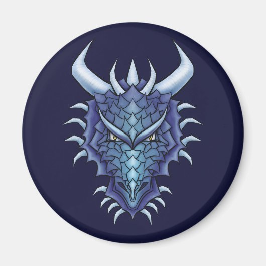 Cool Dragon Art - Paarse Blue Magical Dragon Head Magneet (Voorkant)