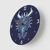 Cool Dragon Art - Paarse Blue Magical Dragon Head Ronde Klok (Hoek)