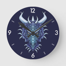 Cool Dragon Art - Paarse Blue Magical Dragon Head Ronde Klok