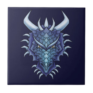 Cool Dragon Art - Paarse Blue Magical Dragon Head Tegeltje