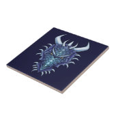 Cool Dragon Art - Paarse Blue Magical Dragon Head Tegeltje (Zijkant)