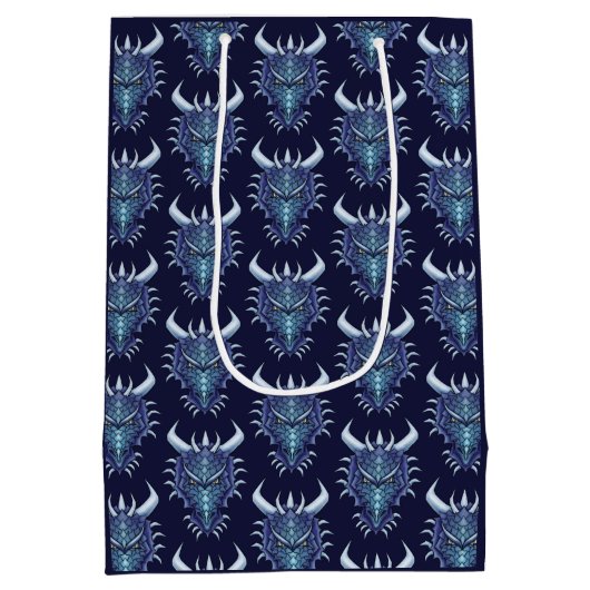 Cool Dragon Head Blue Fantasy DND Name Medium Cadeauzakje (Achterkant)