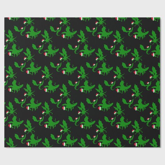 Cool Dragon Kerstmis Cadeaupapier (Vlak)