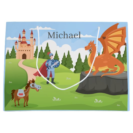 Cool dragon knight lovers voegen naam toe groot cadeauzakje (Voorkant)