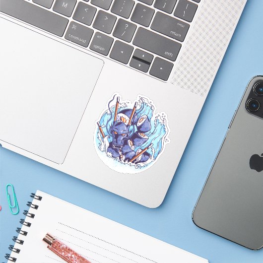 Cool Dragon SUSHI Anime Afbeeldingen Beheer Eten K Sticker (Laptop met iPhone)