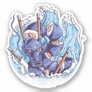 Cool Dragon SUSHI Anime Graphics beheert foto's Sticker