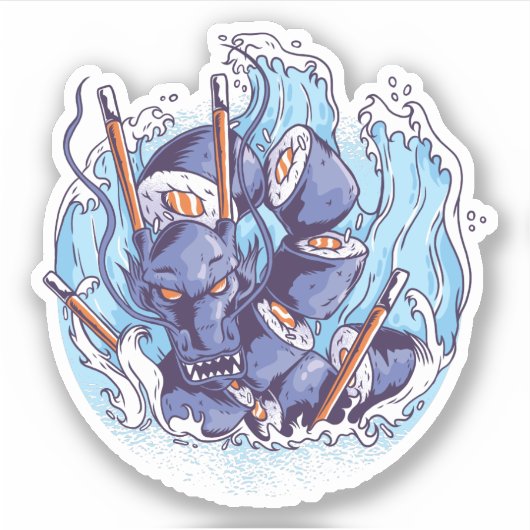 Cool Dragon SUSHI Anime Graphics beheert foto's Sticker (Voorkant)