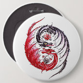 Cool Dragon Yin Yang tattoo Ronde Button 6,0 Cm (Voorkant /achterkant)