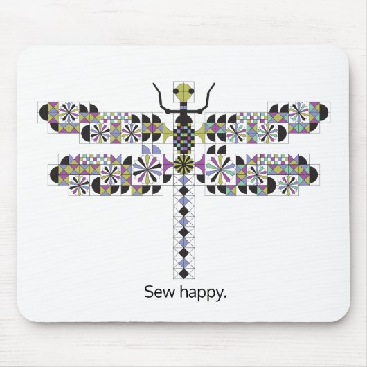 Cool Dragonfly Diva Quilt Mousepad Muismat (Voorkant)