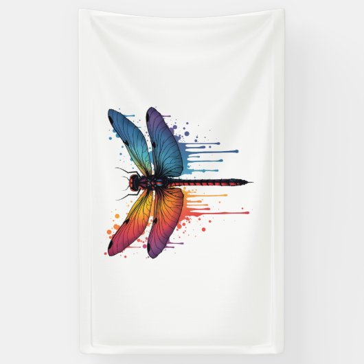 Cool Dragonfly op kleurrijke geschilderde Dragonfl Spandoek (Verticaal)