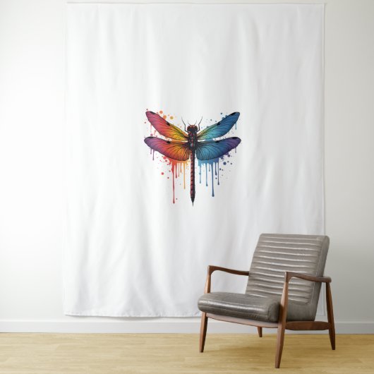 Cool Dragonfly op kleurrijke geschilderde Dragonfl Wandkleed (In situ)