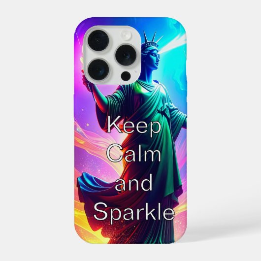 Cool Dramatic Lady Liberty Keep Calm and Sparkle  iPhone Hoesje (Achterkant)