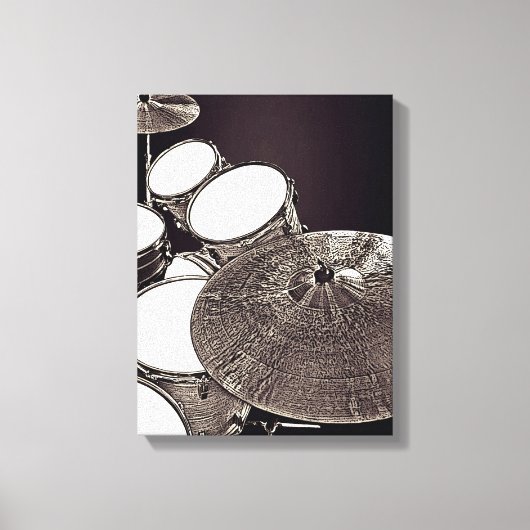 Cool Drum Kit Canvas Drummer Art Snare Cymbal (Voorkant)