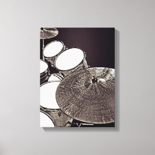 Cool Drum Kit Canvas Drummer Art Snare Cymbal Afdruk