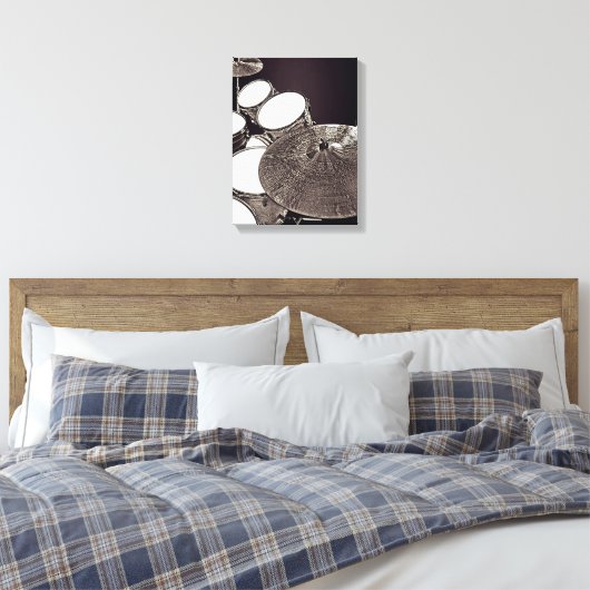 Cool Drum Kit Canvas Drummer Art Snare Cymbal Afdruk (Insitu (Slaapkamer))