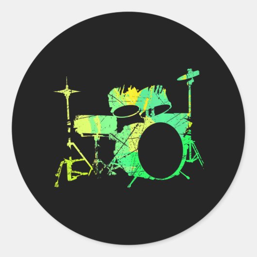 Cool drumkit doorsijpelen  trommeltrommel ronde sticker (Voorkant)
