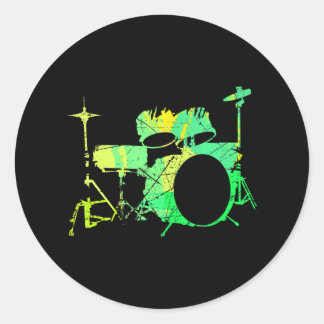Cool drumkit doorsijpelen  trommeltrommel ronde sticker