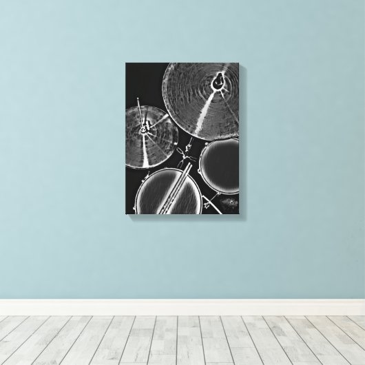 Cool Drummer Art Drum Kit Canvas Snare Drumsticks Afdruk (Insitu (Houten vloer))