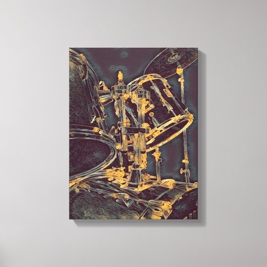 Cool Drummer Art on Canvas - Drum Kit met Cymbals Afdruk (Voorkant)
