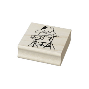 Cool Drummer Cat Art Stempel