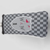 Cool Dual Grijs Geruit Monogram Golfheadcover (Voorkant)