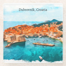 Cool Dubrovnik Kroatië Adria Coast Panorama Uitzic Glazen Onderzetter