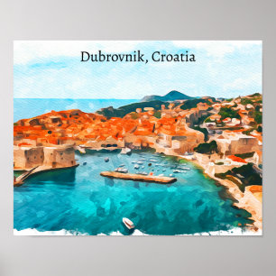 Cool Dubrovnik Kroatië Adria Coast Panorama Uitzic Poster