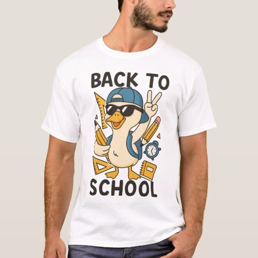 Cool Duck Back to School Design Funny Cartoon Goos T-shirt (Voorkant)